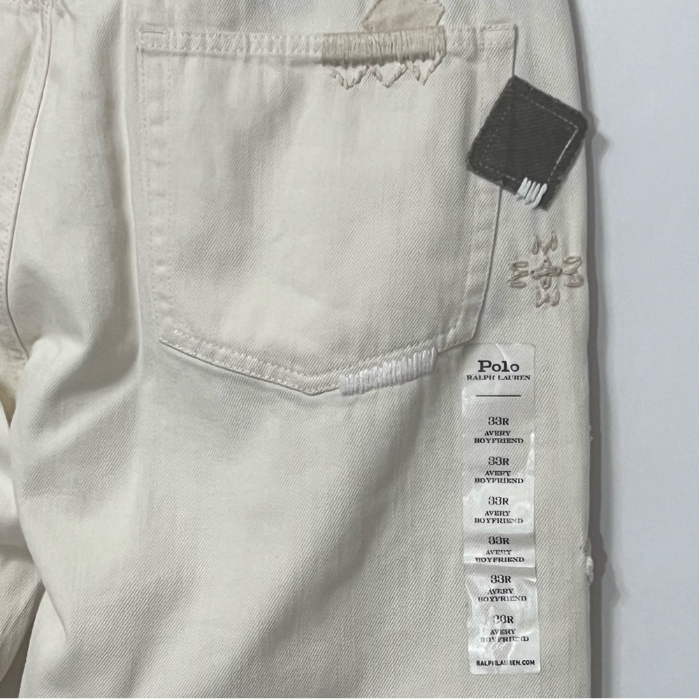 New Polo Ralph Lauren Avery Boyfriend Ivory‎ Wash Patchwork Jeans - Picture 5 of 14